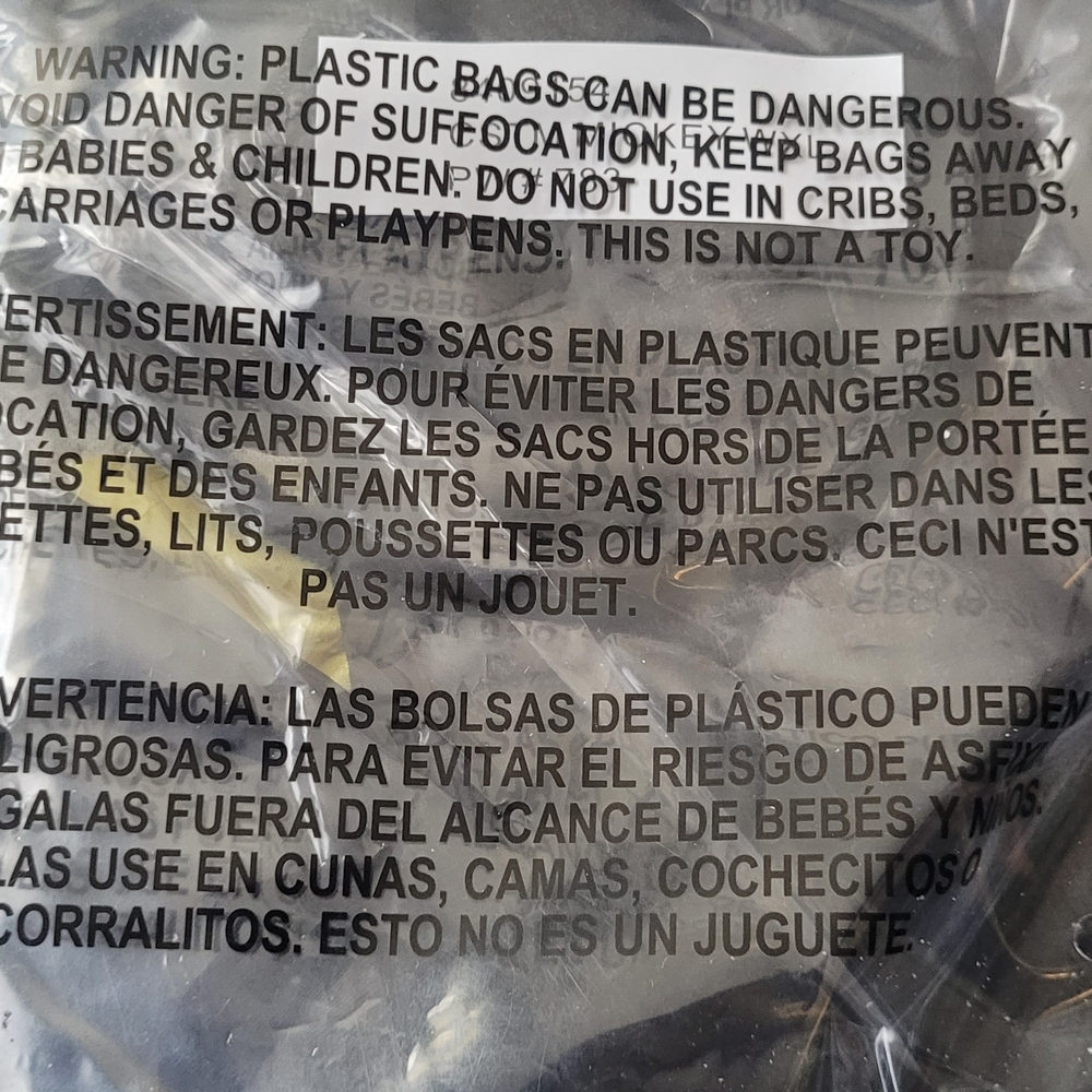 Party City Plastic Bag Warning